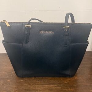 Michael Kors Black Saffiano Tote with Gold Hardware